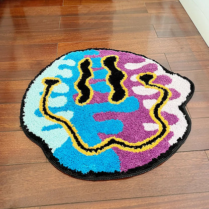 Colorful Magic Trippy Smiling Tufted Rug