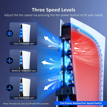 PS5 Accessories Cooling Fan with LED Light