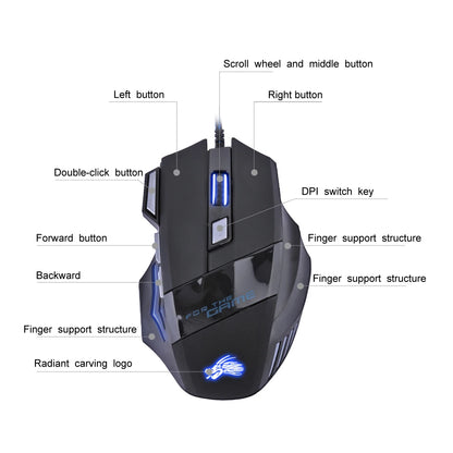 Wired Gaming Mouse 7-Color Backlight 5500 DPI