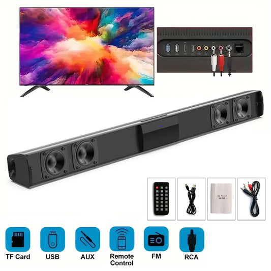 Bluetooth 5.3, Stereo Soundbar with Surround Sound for Home Cinema